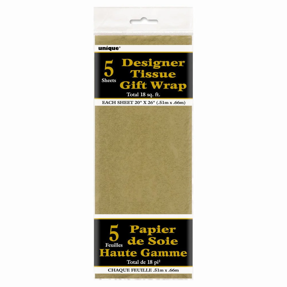 Vloeipapier Goud 30,6cm 5st - Image 2