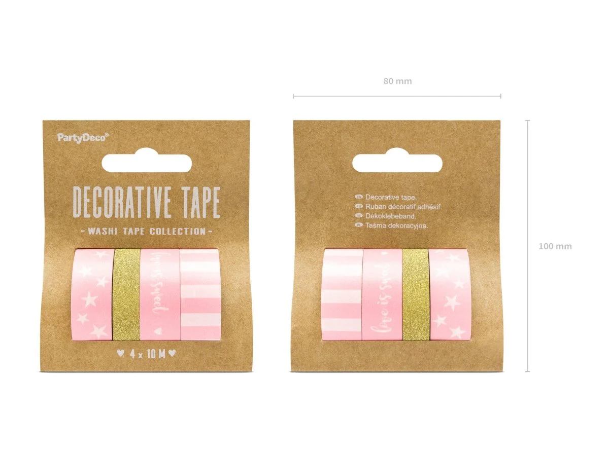 Washi Tape Lichtroze Goud 10m 4st - Image 3