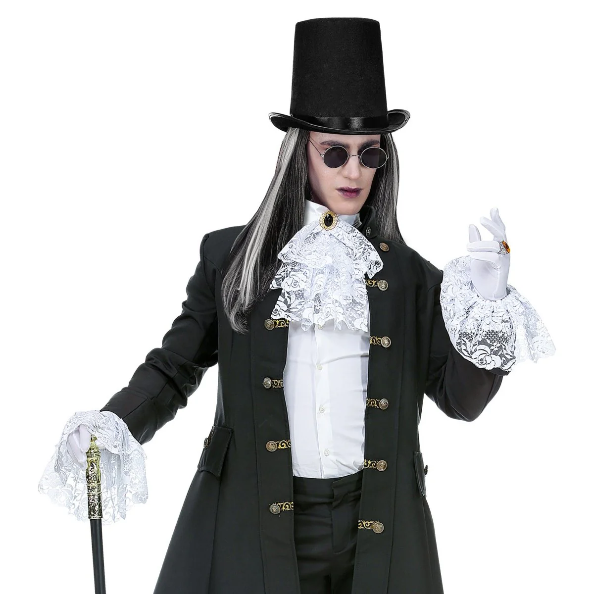 Witte Accessoireset Jabot Met Manchetten 2 delig - Image 3