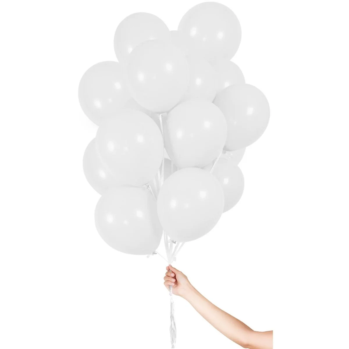 Witte Ballonnen met Lint 23cm - 30 stuks