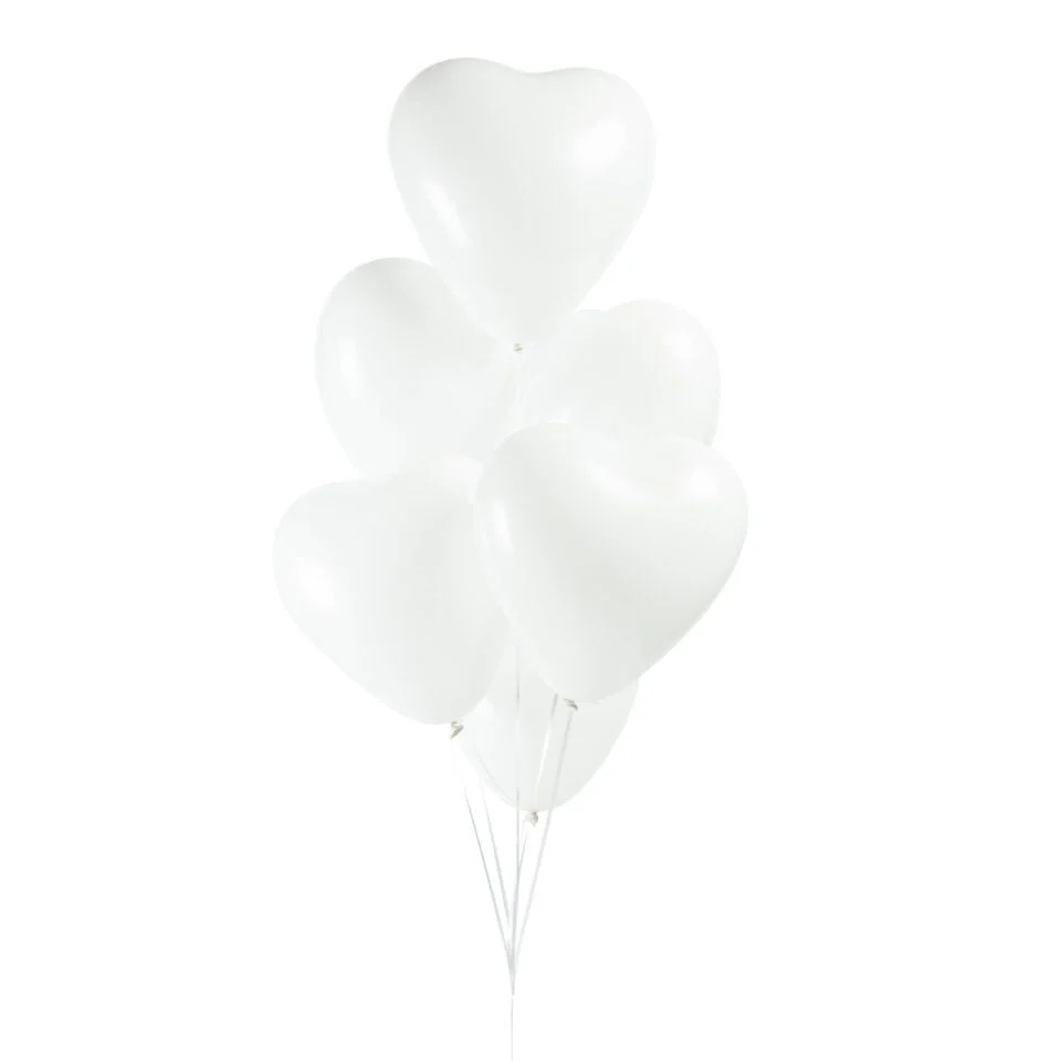 Witte Hartjes Ballonnen 30cm 6st - Image 2