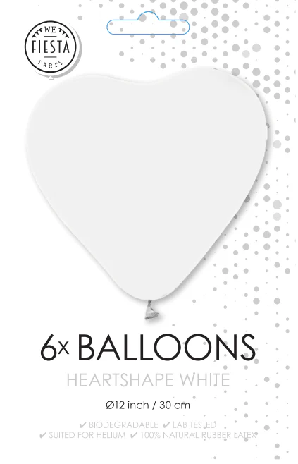 Witte Hartjes Ballonnen 30cm 6st - Image 3