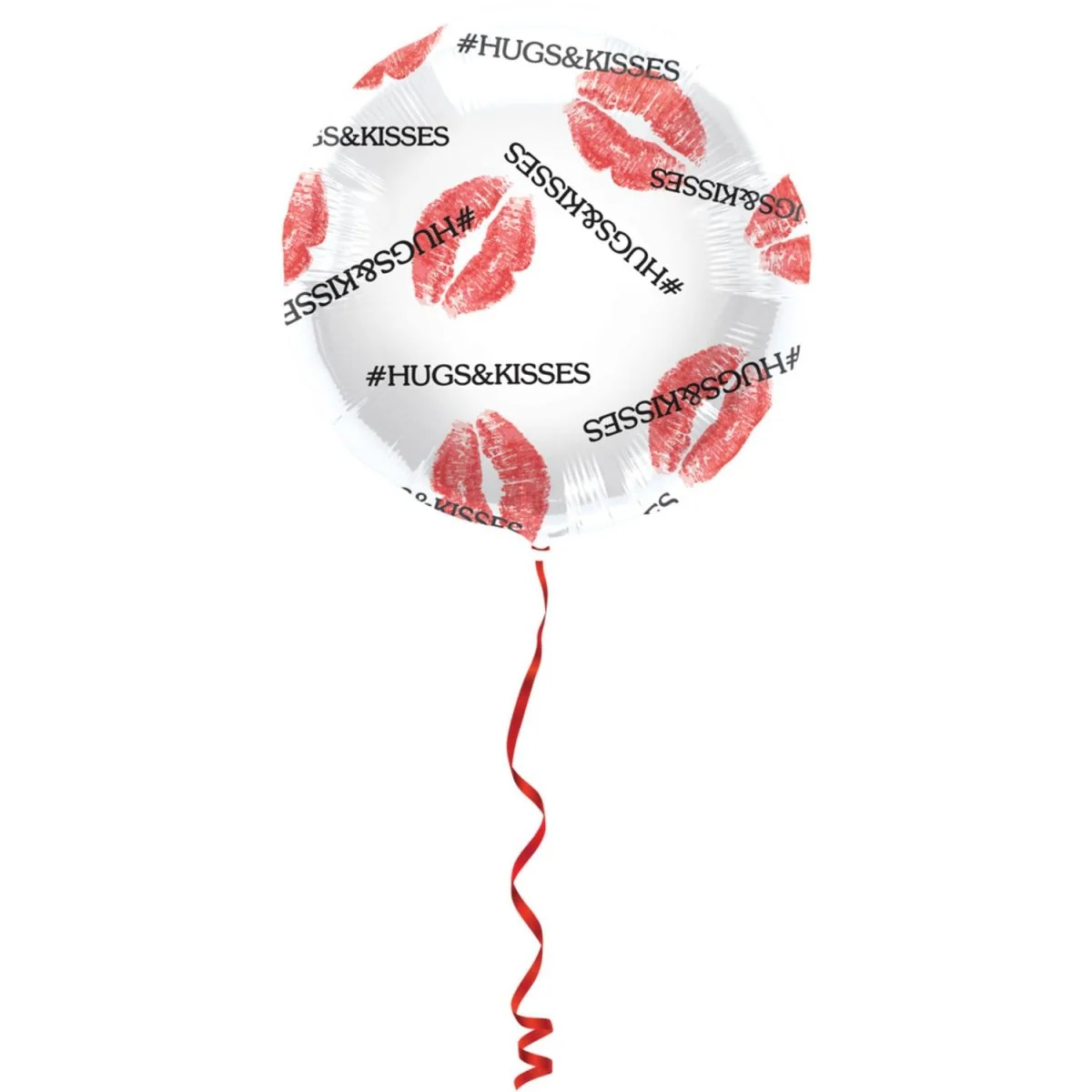 Witte Helium Ballon Hugh & Kisses Leeg 45cm