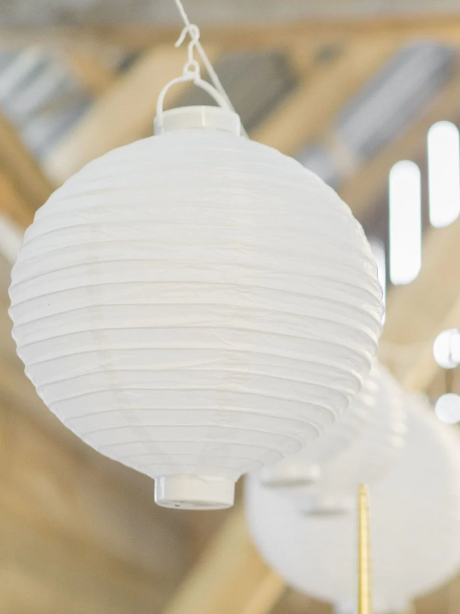 Witte Lampion Rond met lampje 30cm - Image 4
