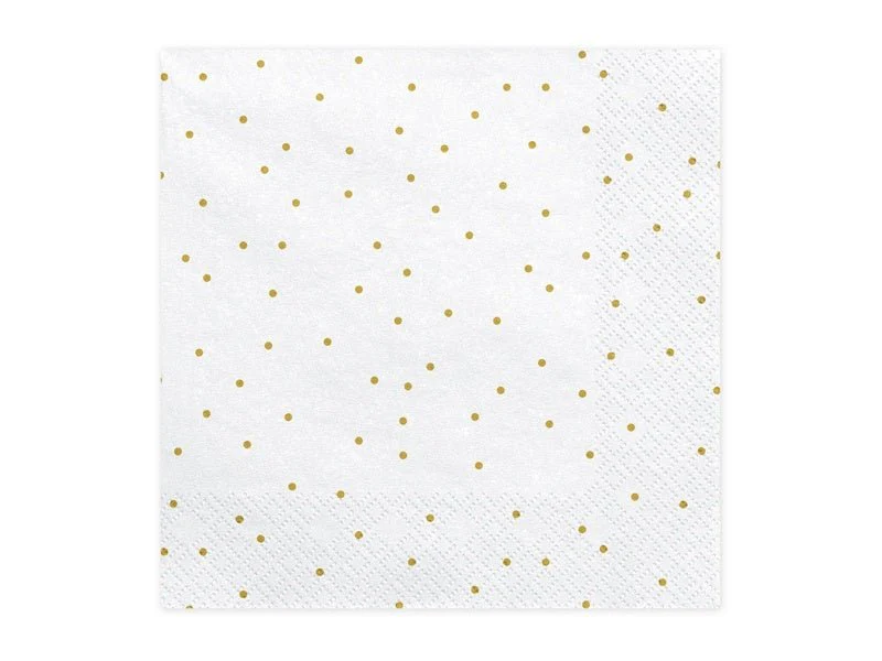 Witte Servetten met Gouden Stippen 33cm 20st