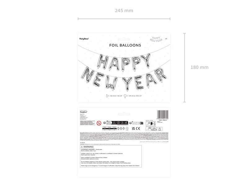 Zilveren Ballonnen Set Happy New Year Leeg - Image 2