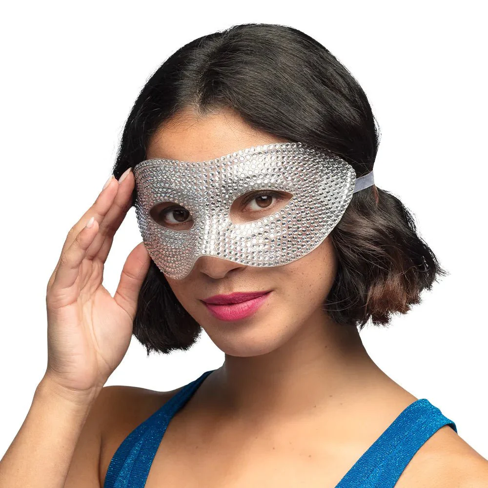Zilveren Oogmasker Diamanten