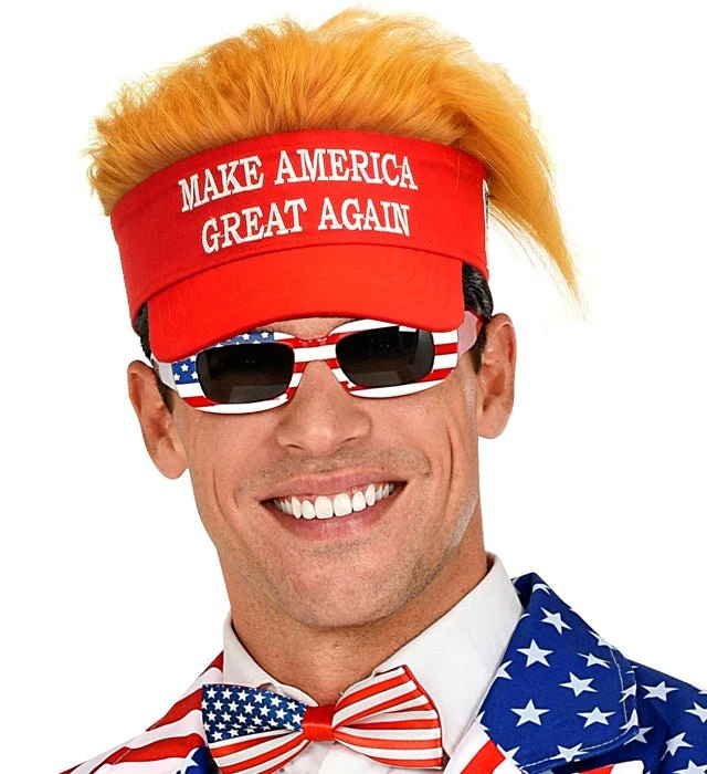 ZONNEKLEP MET PLUCHE HAAR "MAKE AMERICA GREAT AGAIN"
