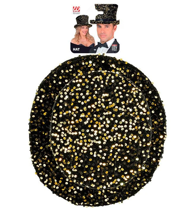Zwart Gouden Hoge Hoed Pailletten - Image 4