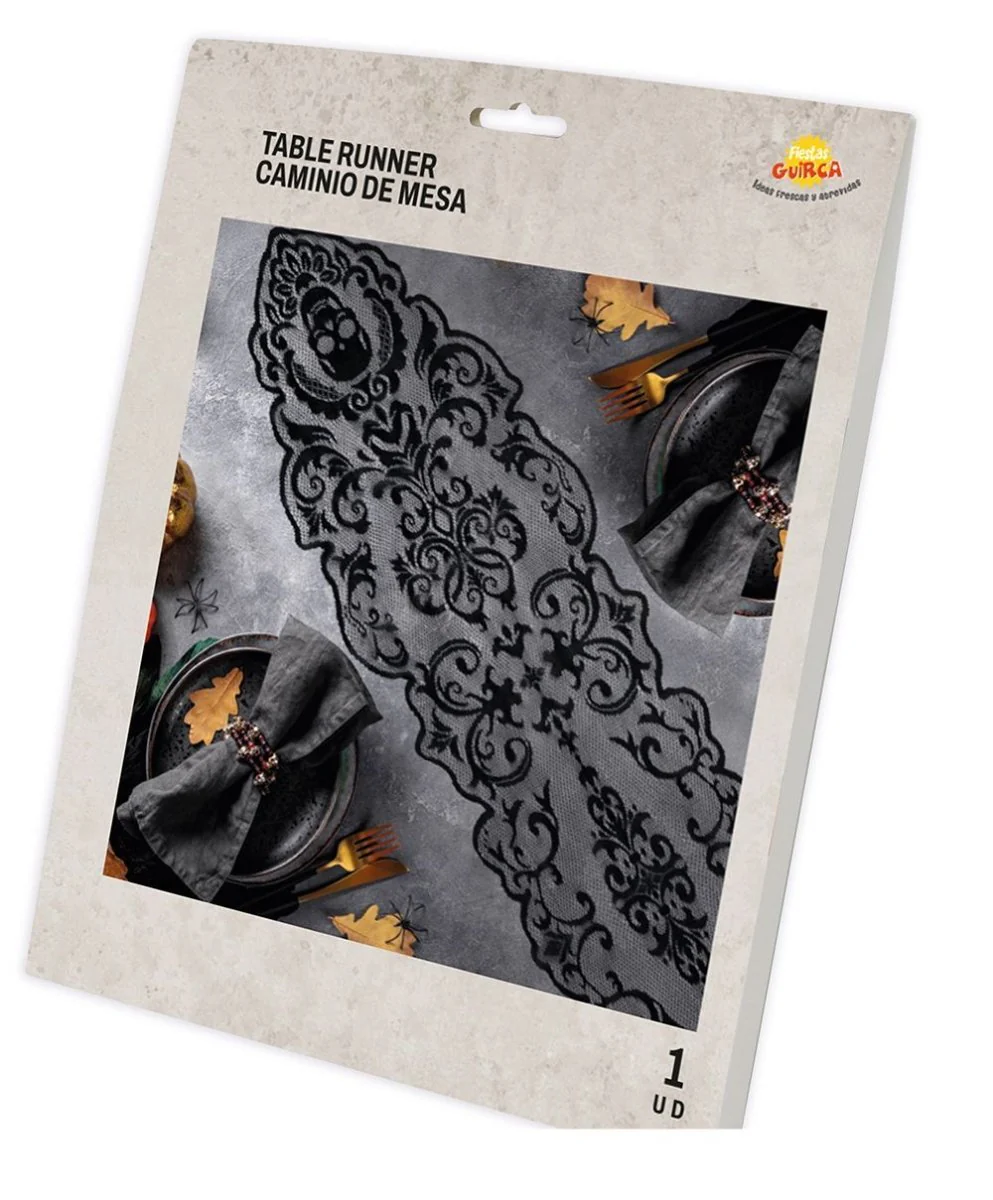 Zwart Halloween Tafelkleed Kant 180cm - Image 4