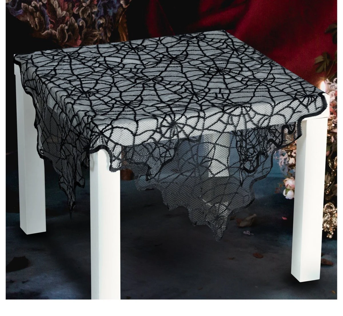 Zwart Halloween Tafelkleed Kant 1m - Image 3