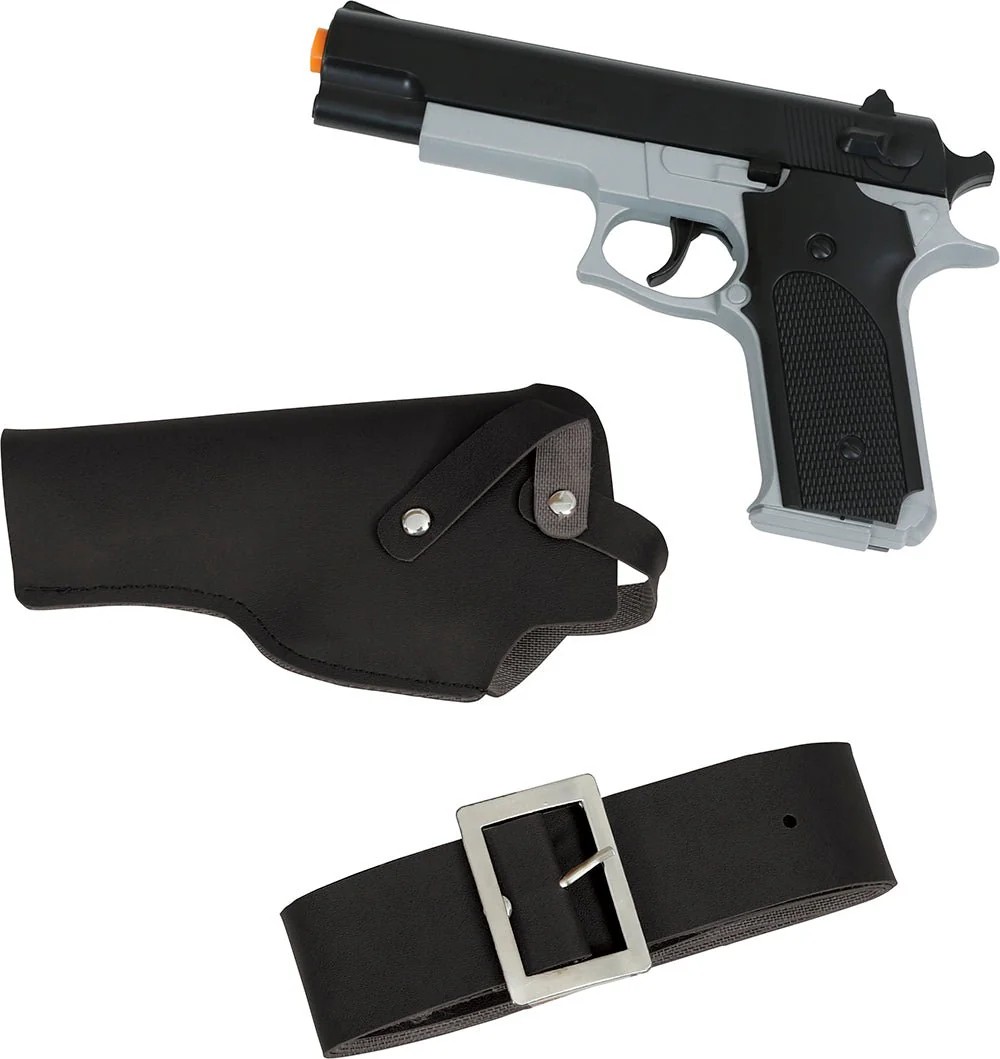 Zwart Nep Pistool Met Holster 22cm - Image 3