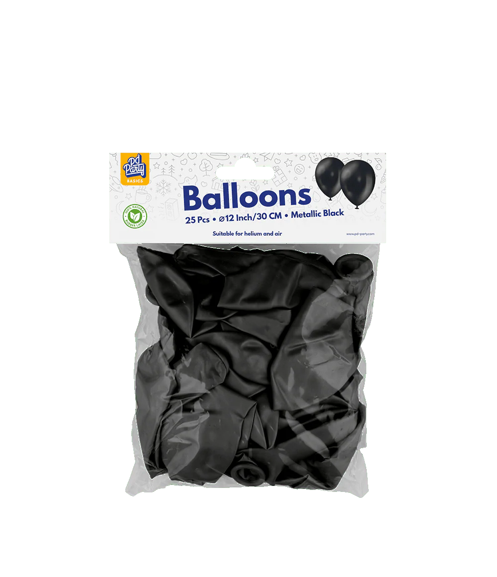 Zwarte Ballonnen Metallic 30cm 25st - Image 2