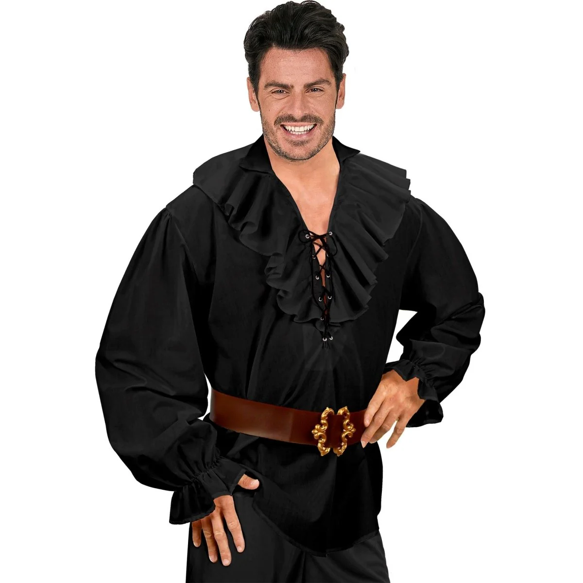 Zwarte Blouse Heren Piraten/Renaissance - Image 3