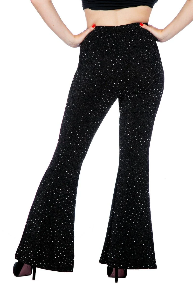 Zwarte Broek Dames Flared Glitter - Image 3