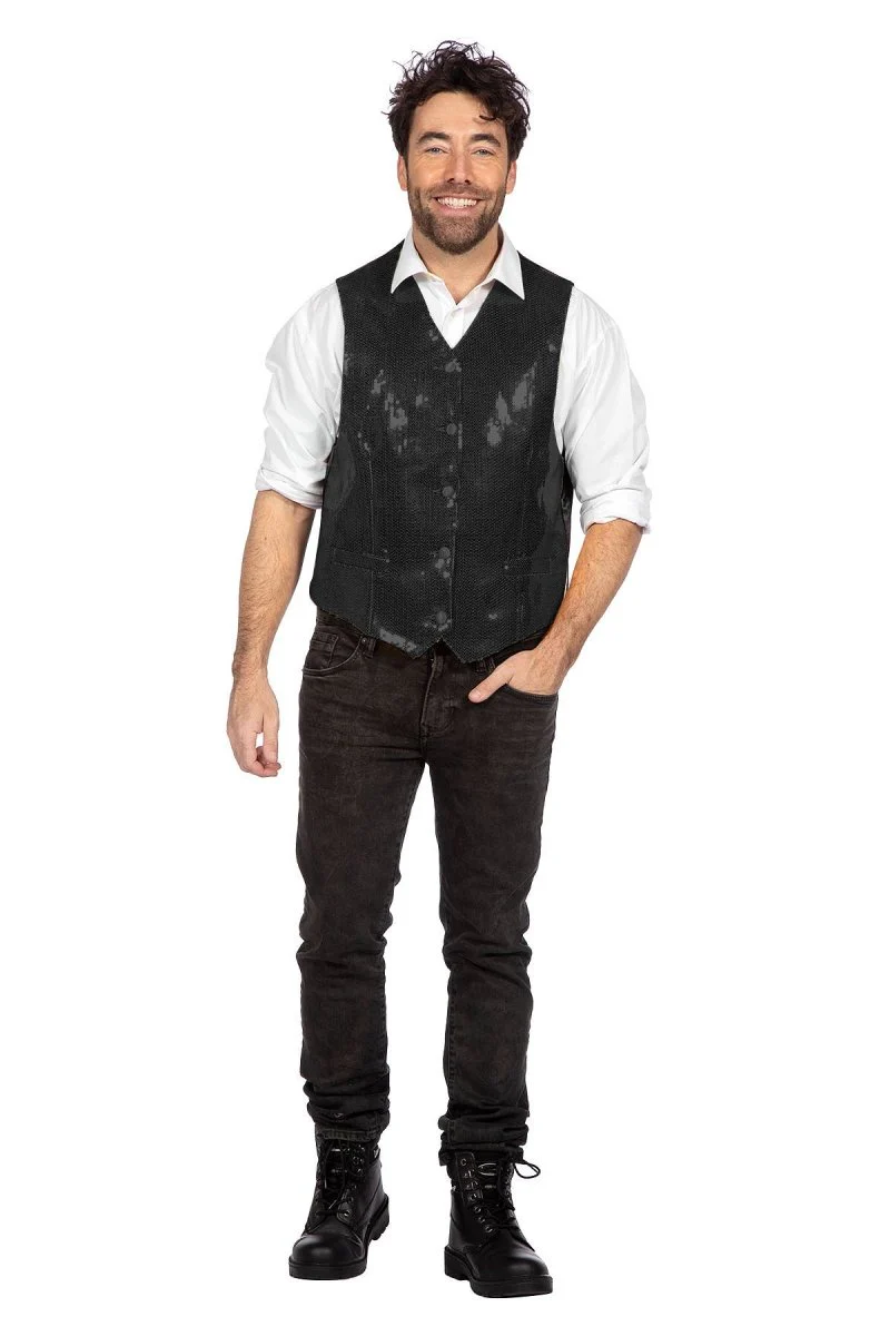 Zwarte Gilet Heren Pailletten