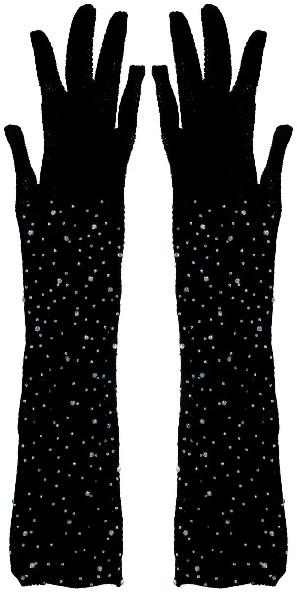 Zwarte Handschoenen Glitters 30cm - Image 3