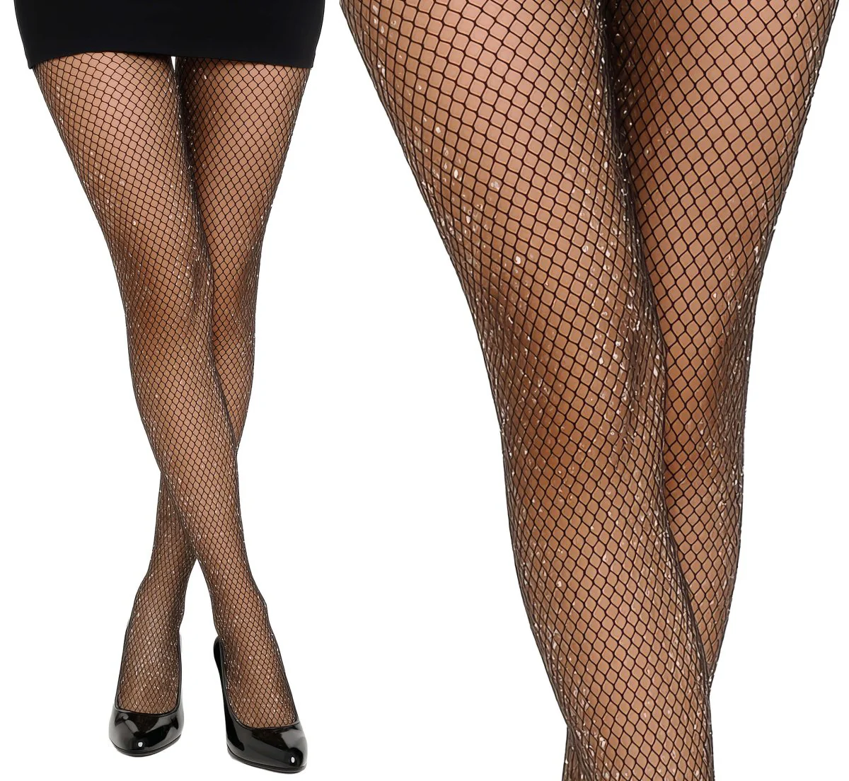 Zwarte Panty Visnet Glitters